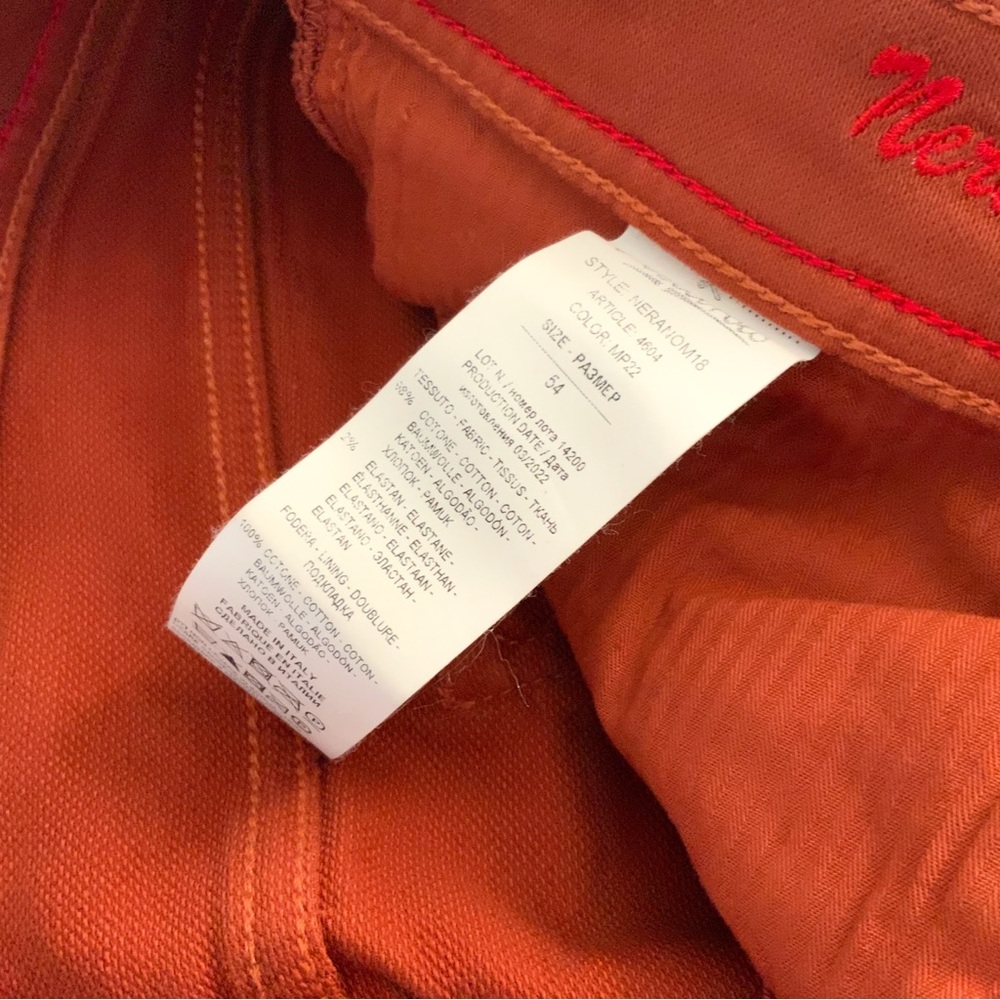 Pescarolo Rust Orange Cotton Pants Made in Italy - Picture 6 of 12